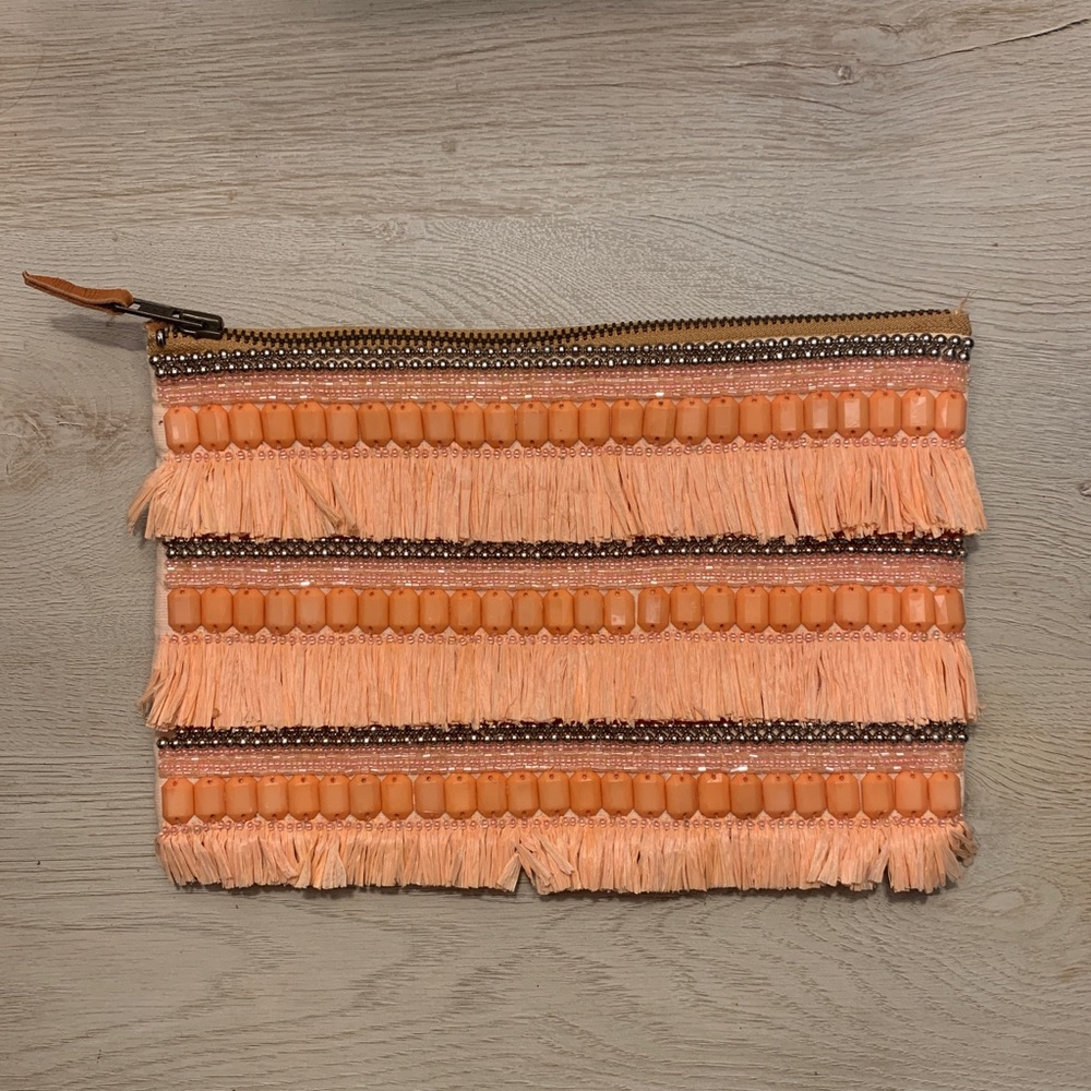 Anthropologie Bariza Beaded Fringe Clutch